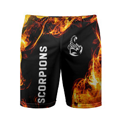 Шорты спортивные мужские Scorpions и пылающий огонь, цвет: 3D-принт