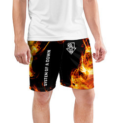 Шорты спортивные мужские System of a Down и пылающий огонь, цвет: 3D-принт — фото 2