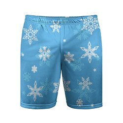 Шорты спортивные мужские Голубой снегопад, цвет: 3D-принт