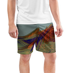 Шорты спортивные мужские Волнообразные разноцветные музыкальные линии, цвет: 3D-принт — фото 2