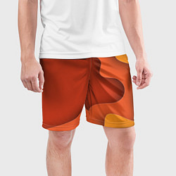 Шорты спортивные мужские Оранжево-жёлтый разлом, цвет: 3D-принт — фото 2