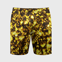 Мужские спортивные шорты Золотой узор треугольники на черном фоне