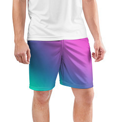 Шорты спортивные мужские Розовый с бирюзовым и синим градиент, цвет: 3D-принт — фото 2
