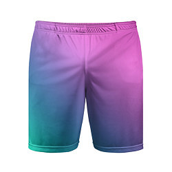 Шорты спортивные мужские Розовый с бирюзовым и синим градиент, цвет: 3D-принт
