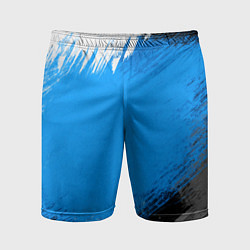 Шорты спортивные мужские Абстрактный пятнистый черно-синий узор, цвет: 3D-принт