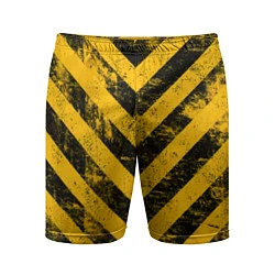 Шорты спортивные мужские WARNING - желто-черные полосы, цвет: 3D-принт