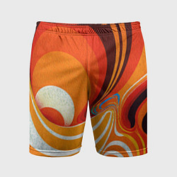 Шорты спортивные мужские Текучая краская в ярких оранжевых цветах, цвет: 3D-принт