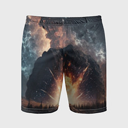 Мужские спортивные шорты Галактика, светящаяся над пейзажем