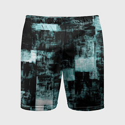 Шорты спортивные мужские Абстракт голубой на чёрном, цвет: 3D-принт