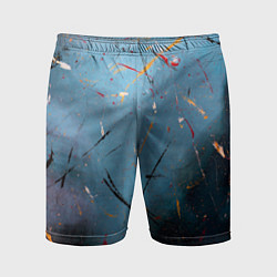 Шорты спортивные мужские Тёмно-синий абстрактный туман и краски, цвет: 3D-принт