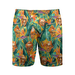 Мужские спортивные шорты Африканские маски в джунглях