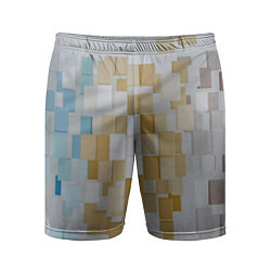 Мужские спортивные шорты Геометрические золотые, синие и белые кубы