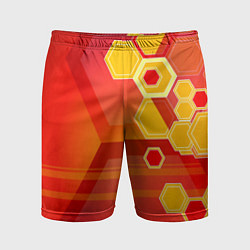 Шорты спортивные мужские Текстура соты оранжевый, цвет: 3D-принт