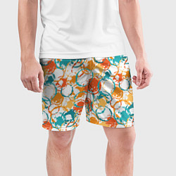 Шорты спортивные мужские Разноцветные пятна красок, цвет: 3D-принт — фото 2