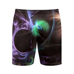Мужские спортивные шорты Магические фиолетовые волны и цветные космические