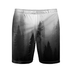Мужские спортивные шорты Красивый лес и туман
