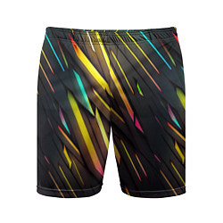 Шорты спортивные мужские Неоновые абстрактные линии, цвет: 3D-принт
