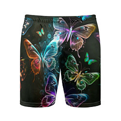 Шорты спортивные мужские Неоновые дикие бабочки, цвет: 3D-принт