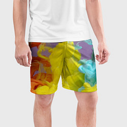 Шорты спортивные мужские Абстрактные разноцветные объёмные дымы, цвет: 3D-принт — фото 2