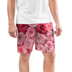 Шорты спортивные мужские Чайная пыльная роза - нежно розовый цветок, цвет: 3D-принт — фото 2