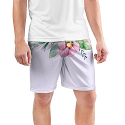 Шорты спортивные мужские Пастельные цветы акварелью - наверху, цвет: 3D-принт — фото 2