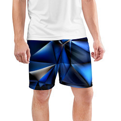 Шорты спортивные мужские Polygon blue abstract, цвет: 3D-принт — фото 2