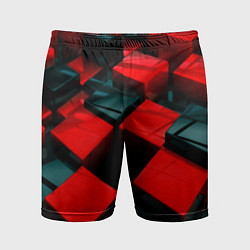 Мужские спортивные шорты Кубы геометрии красный и чёрный