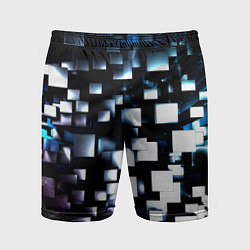 Шорты спортивные мужские Неоновые кубы абстракция, цвет: 3D-принт