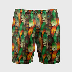 Шорты спортивные мужские Павлиные перья, цвет: 3D-принт