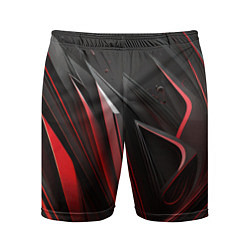 Шорты спортивные мужские Объемные красные и черные полосы, цвет: 3D-принт