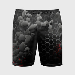 Шорты спортивные мужские Взрыл черных плит и обломки, цвет: 3D-принт