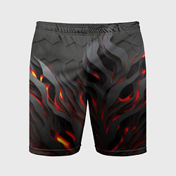 Шорты спортивные мужские Объемное черное пламя, цвет: 3D-принт