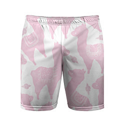 Шорты спортивные мужские Розовые альпаки - паттерн, цвет: 3D-принт