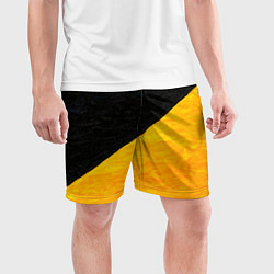 Шорты спортивные мужские Черно-желтые масляные краски, цвет: 3D-принт — фото 2
