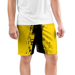 Шорты спортивные мужские Вертикальная черно-желтая полоса Cyberpunk 2077, цвет: 3D-принт — фото 2