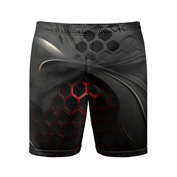 Шорты спортивные мужские Объемная красно-черная сетка, цвет: 3D-принт