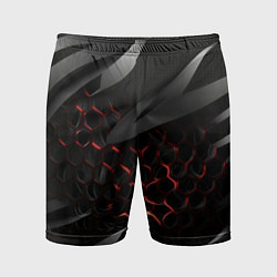 Шорты спортивные мужские Black and red abstract, цвет: 3D-принт