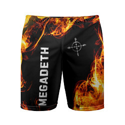 Мужские спортивные шорты Megadeth и пылающий огонь