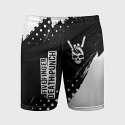 Шорты спортивные мужские Five Finger Death Punch и рок символ на темном фон, цвет: 3D-принт