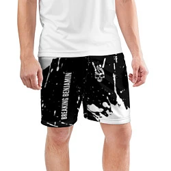 Шорты спортивные мужские Breaking Benjamin и рок символ на темном фоне, цвет: 3D-принт — фото 2