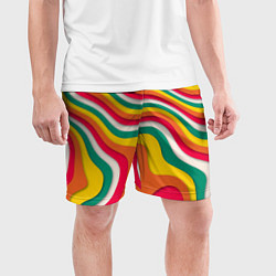Шорты спортивные мужские Множество красочных линий, цвет: 3D-принт — фото 2