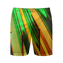 Шорты спортивные мужские Зелёные и оранжевые пластины, цвет: 3D-принт