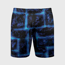 Шорты спортивные мужские Камни и голубой неон, цвет: 3D-принт