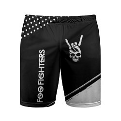 Мужские спортивные шорты Foo Fighters и рок символ на темном фоне