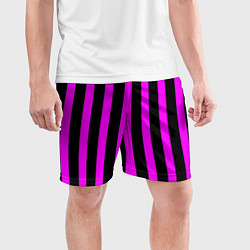 Шорты спортивные мужские В полоску черного и фиолетового цвета, цвет: 3D-принт — фото 2