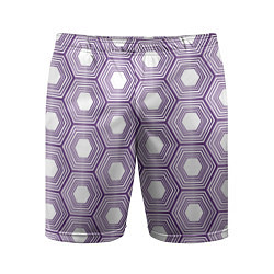 Шорты спортивные мужские Шестиугольники фиолетовые, цвет: 3D-принт