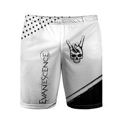 Мужские спортивные шорты Evanescence и рок символ на светлом фоне