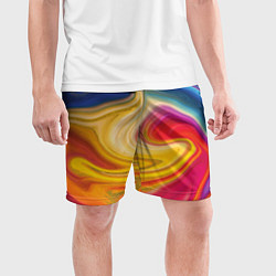 Шорты спортивные мужские Цветная волна, цвет: 3D-принт — фото 2