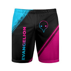 Мужские спортивные шорты Evangelion - neon gradient: надпись, символ