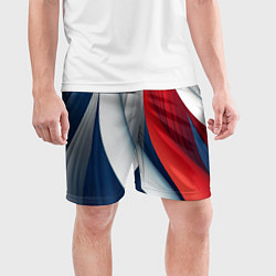 Шорты спортивные мужские Белая синяя красная абстракция, цвет: 3D-принт — фото 2